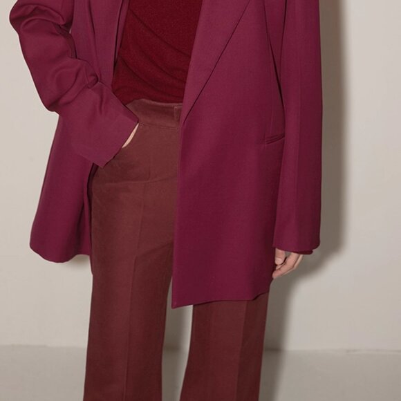 CHICJOC Burgundy Tailored Cotton Pants – Size 38 - Picture 11 of 16